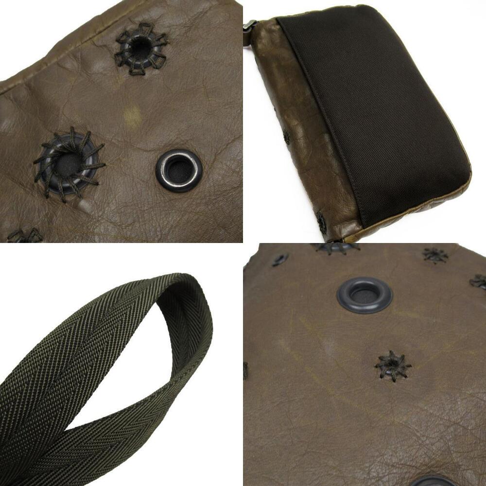 Prada shoulder bag leather canvas brown khaki - Picture 3 of 4